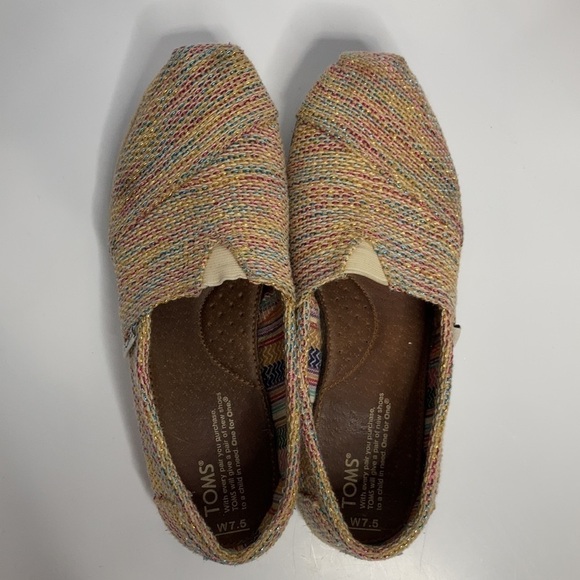 Toms iridescent burlap espadrille slip on shoes size 7.5 - Picture 4 of 8